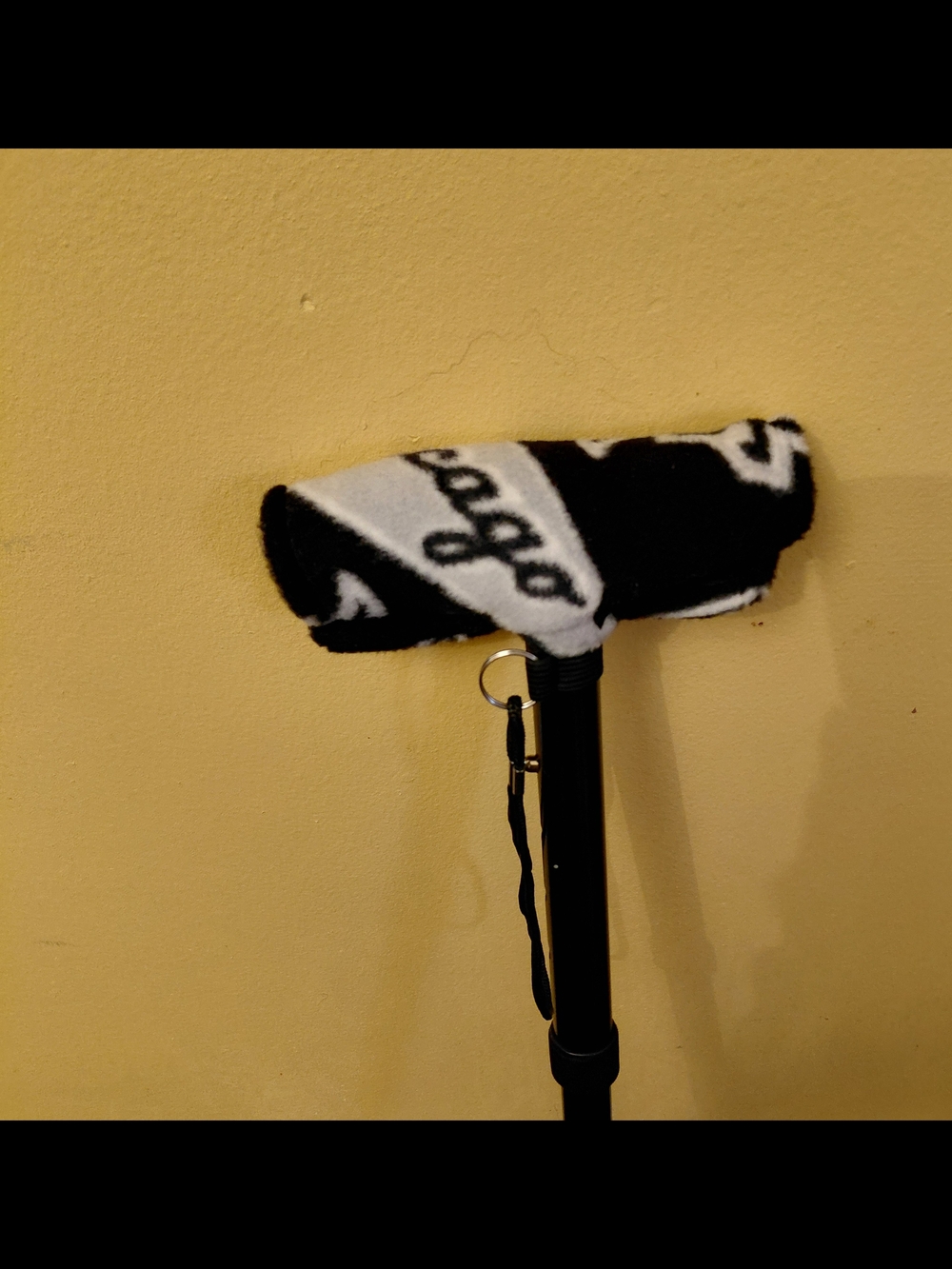 OOAK NEW  HANDMADE  WHITE SOX Pattern WALKING CANE HANDLE COVER VELCRO CLOSURE